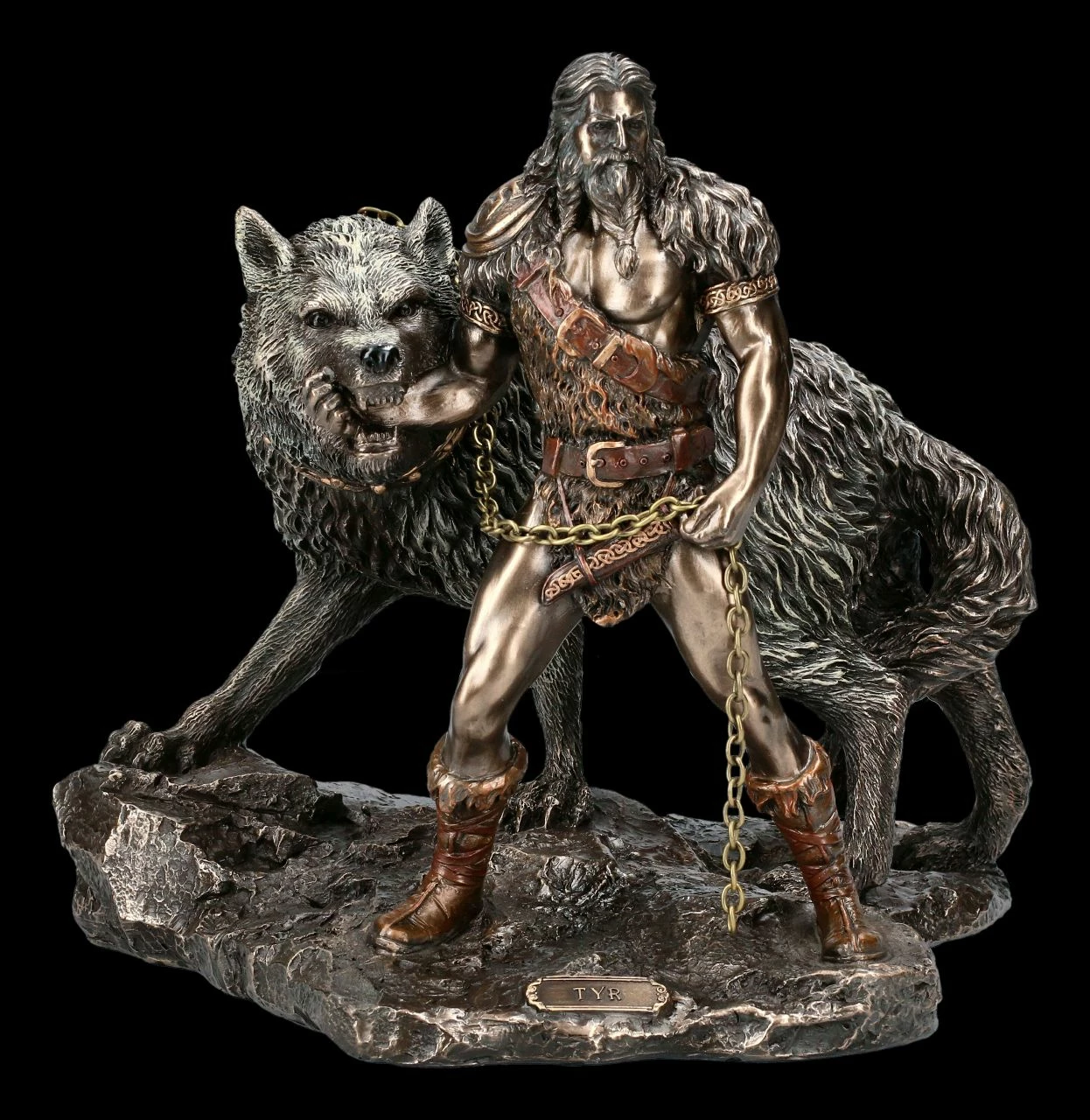 Tyr Figur Mit Fenriswolf - Gott Des Kampfes 3 Tyr Figur Mit Fenriswolf - Gott Des Kampfes