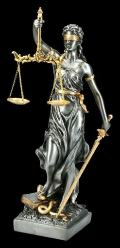 Mittlere Justitia Figur - Göttin Der Gerechtigkeit - Silber Gold