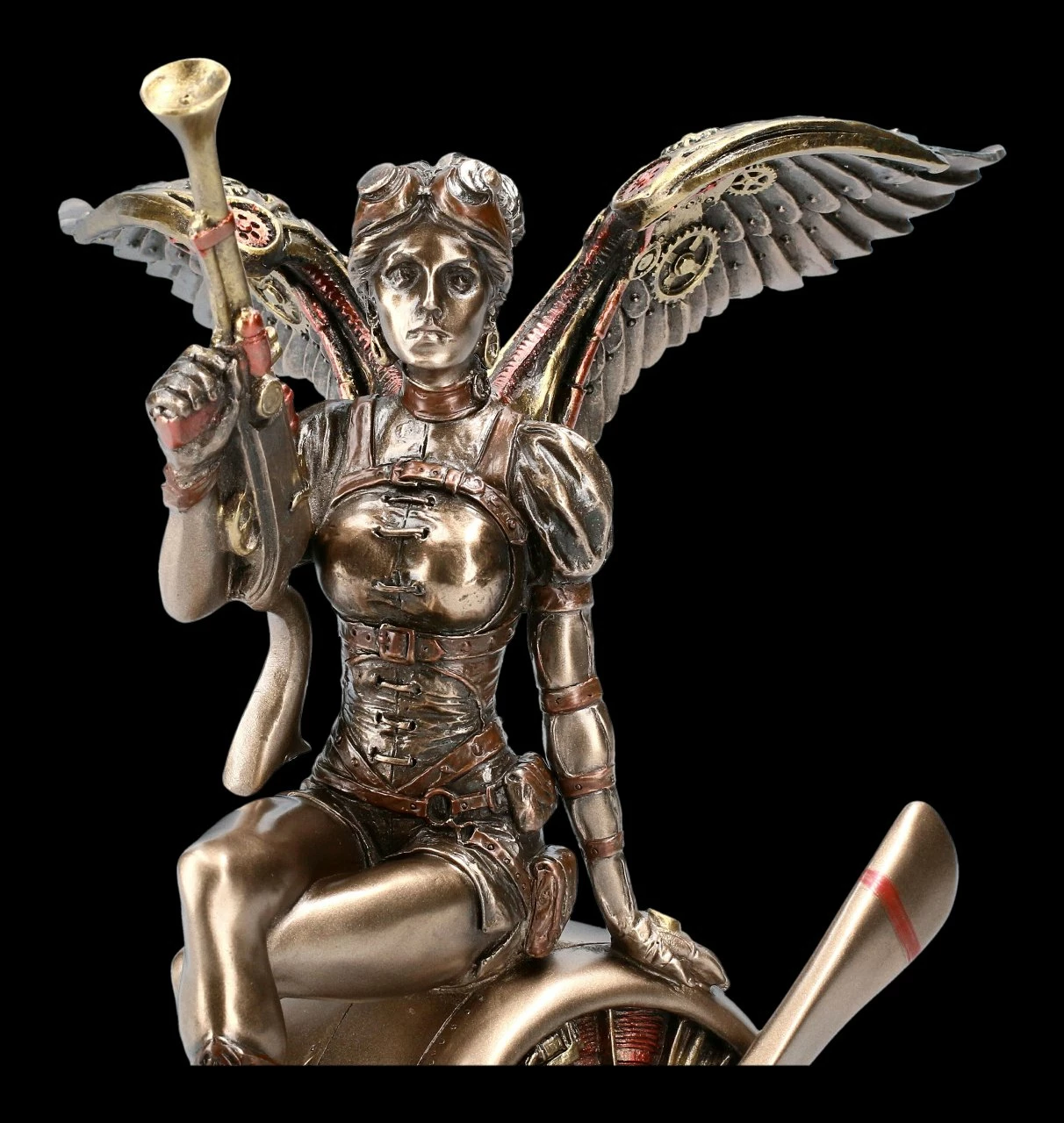 Steampunk Engel Figur - Kriegerin Auf Propeller 9 Steampunk Engel Figur - Kriegerin Auf Propeller – Bild 7