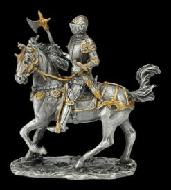 Zinn Ritter Figur Auf Pferd Mit Axt