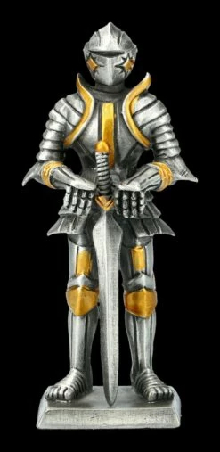 Zinn Ritter Figur Stützt Sich Auf Schwert