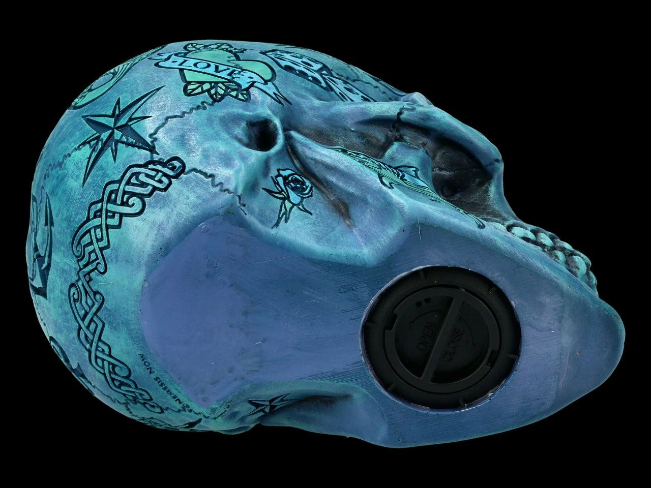 NEMESIS NOW Totenkopf - Tattoo Spardose - Blau 10 NEMESIS NOW Totenkopf - Tattoo Spardose - Blau – Bild 8