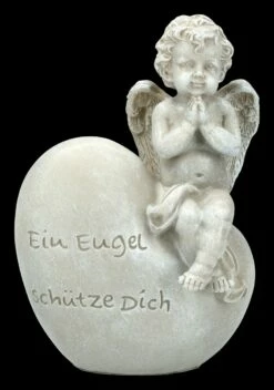 Gartenfigur - Engel Sitzt Auf Herz