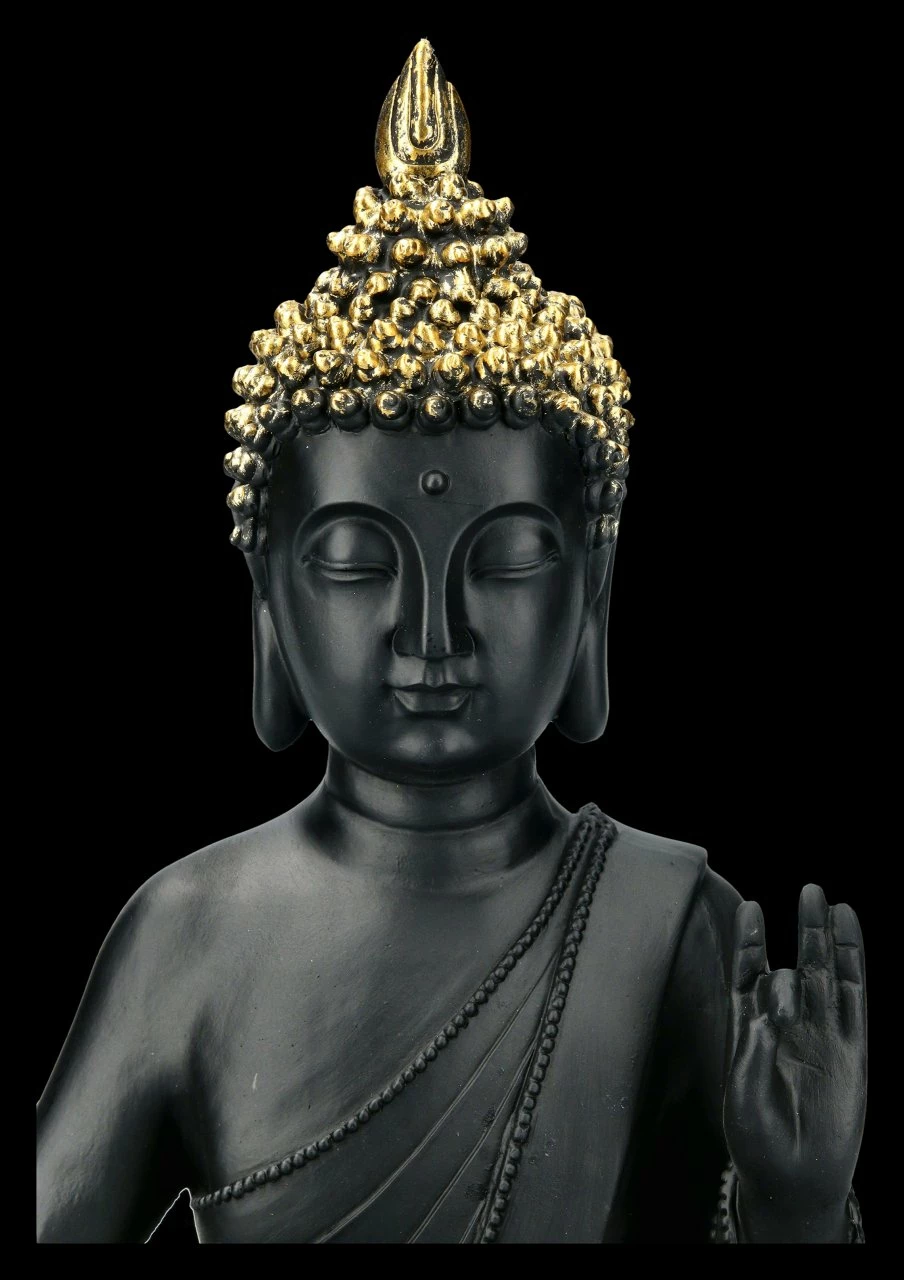 Schwarze Buddha Figur Mit Erhobener Hand 9 Schwarze Buddha Figur Mit Erhobener Hand – Bild 7
