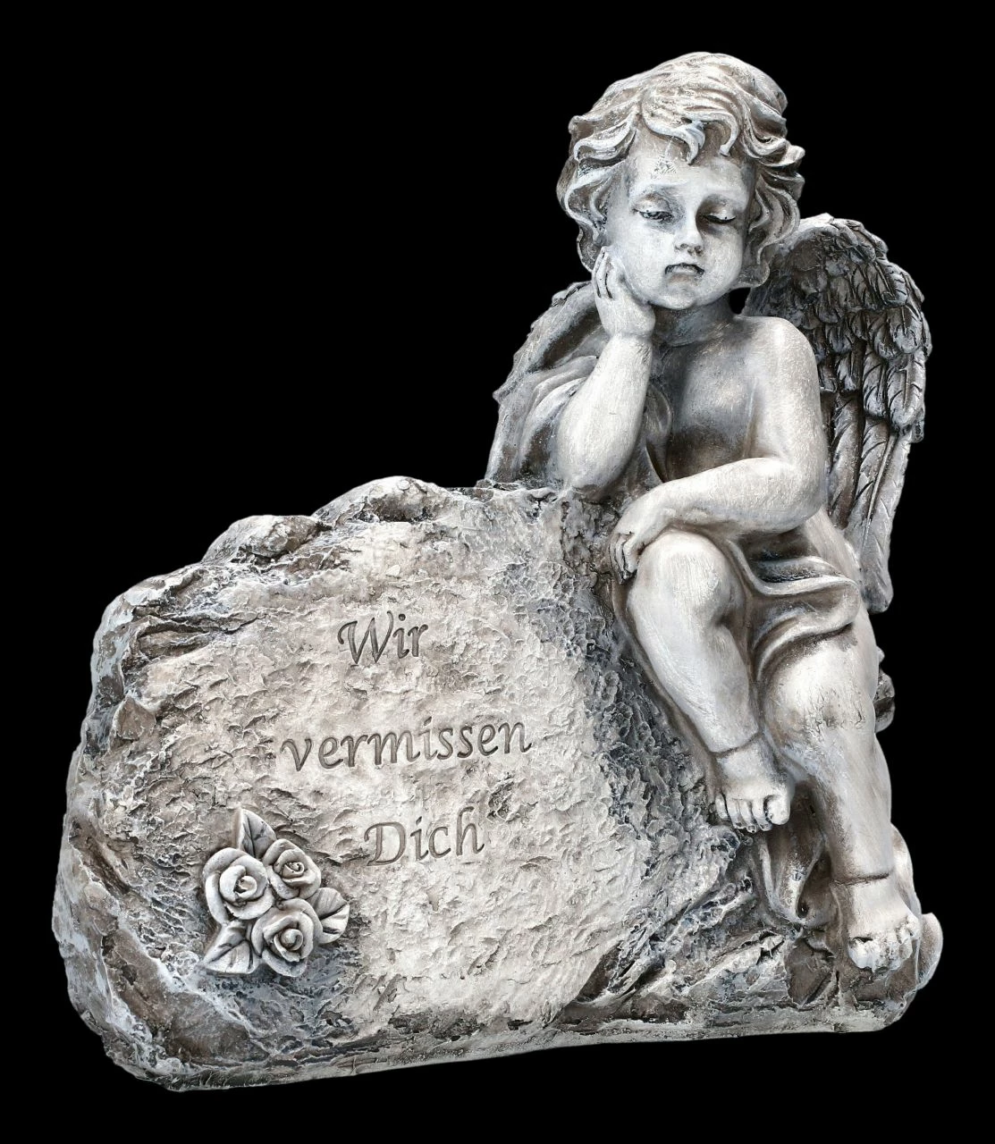 Grabengel Figur Grau - Wir Vermissen Dich 3 Grabengel Figur Grau - Wir Vermissen Dich