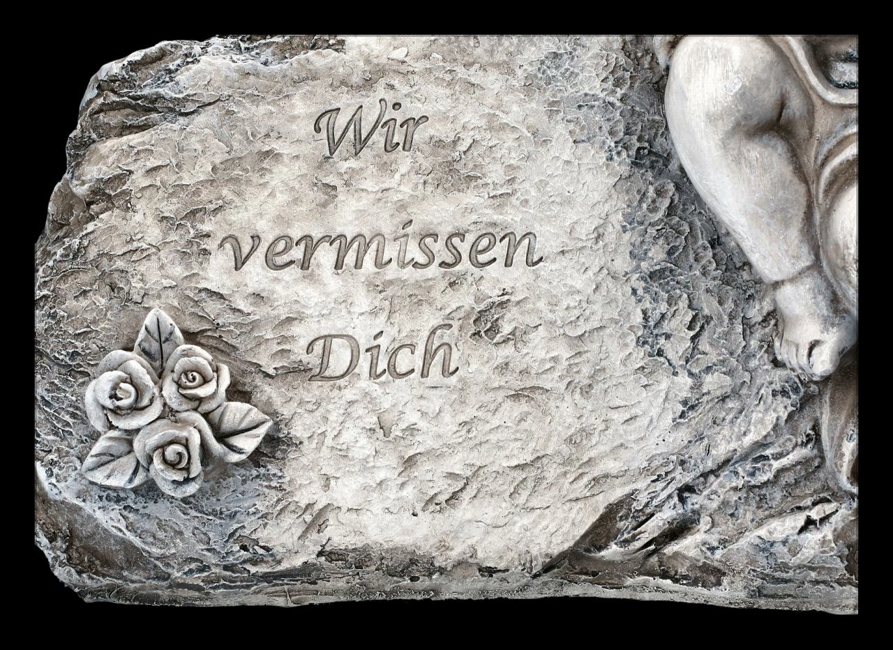 Grabengel Figur Grau - Wir Vermissen Dich 9 Grabengel Figur Grau - Wir Vermissen Dich – Bild 7