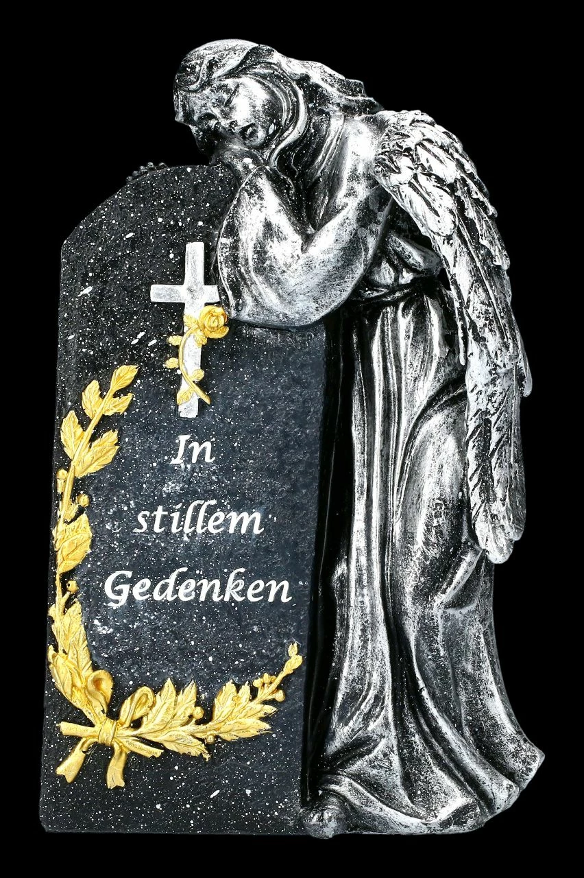 Grabengel Figur Silberfarben - In Stillem Gedenken 4 Grabengel Figur Silberfarben - In Stillem Gedenken – Bild 2