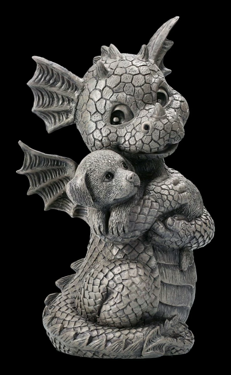 Gartenfigur - Drache Mit Hundewelpe 7 Gartenfigur - Drache Mit Hundewelpe – Bild 5