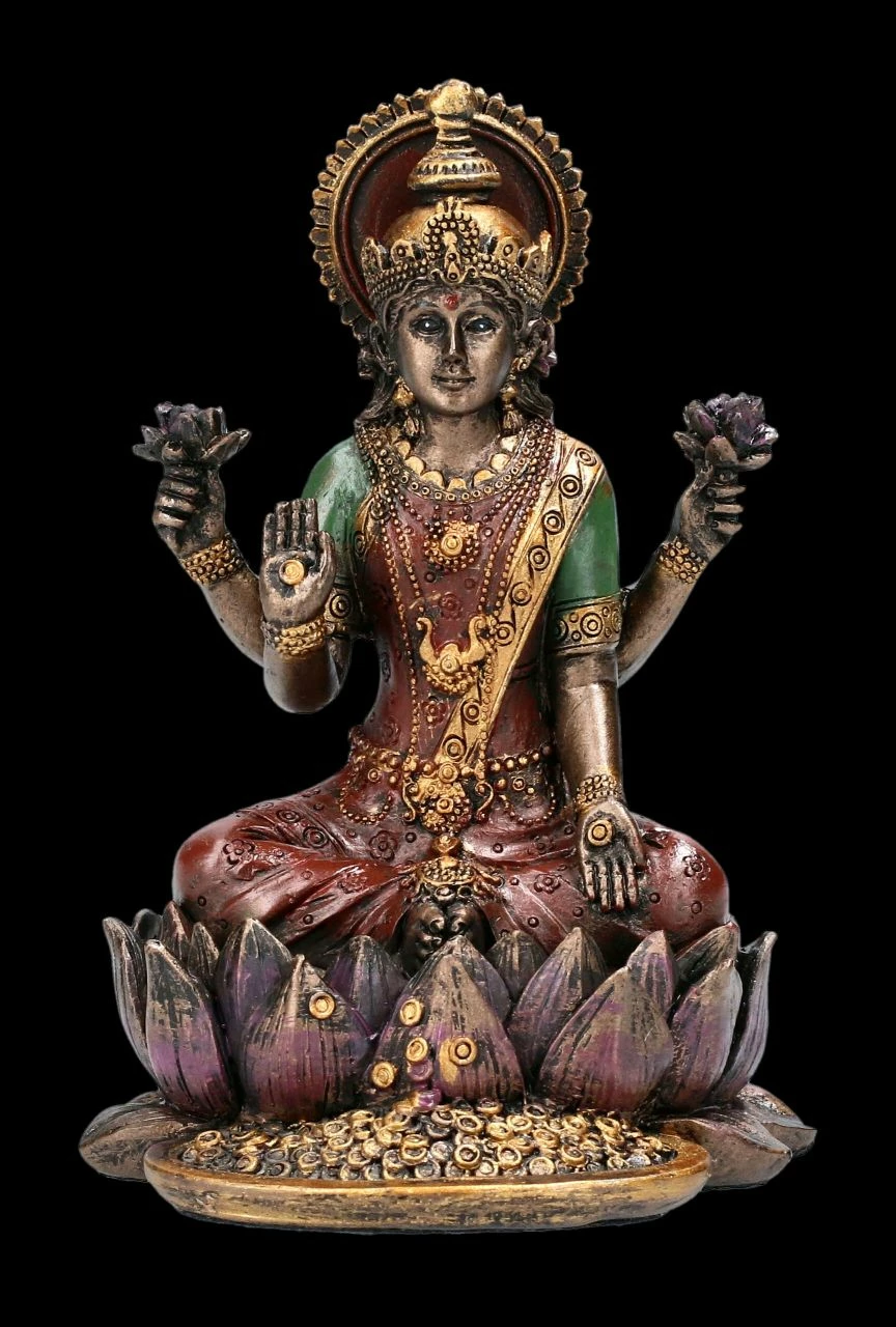 Lakshmi Figur Auf Lotusblüte Klein 3 Lakshmi Figur Auf Lotusblüte Klein