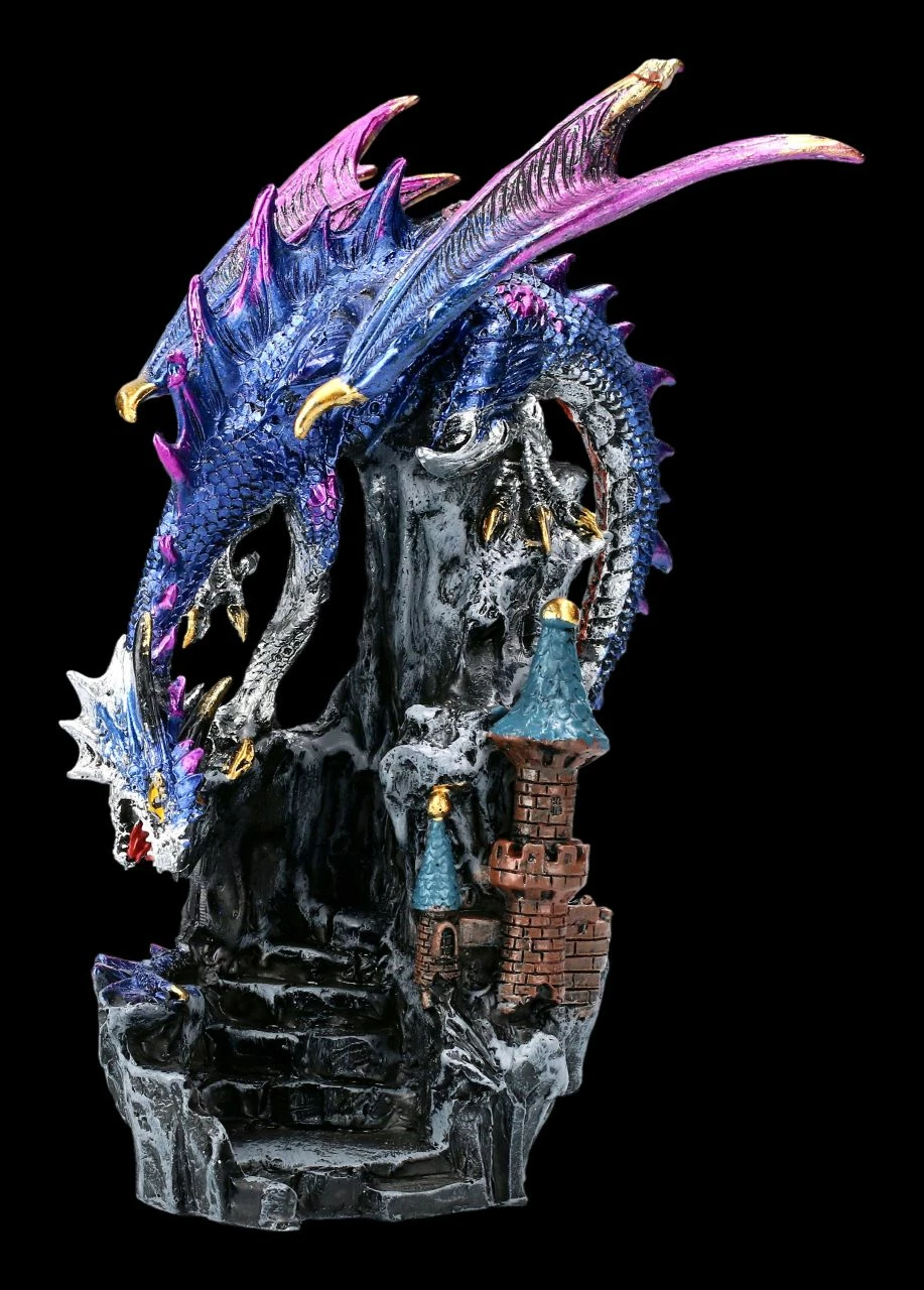 Drachen Figur Auf Burg - Blauer Terror 3 Drachen Figur Auf Burg - Blauer Terror