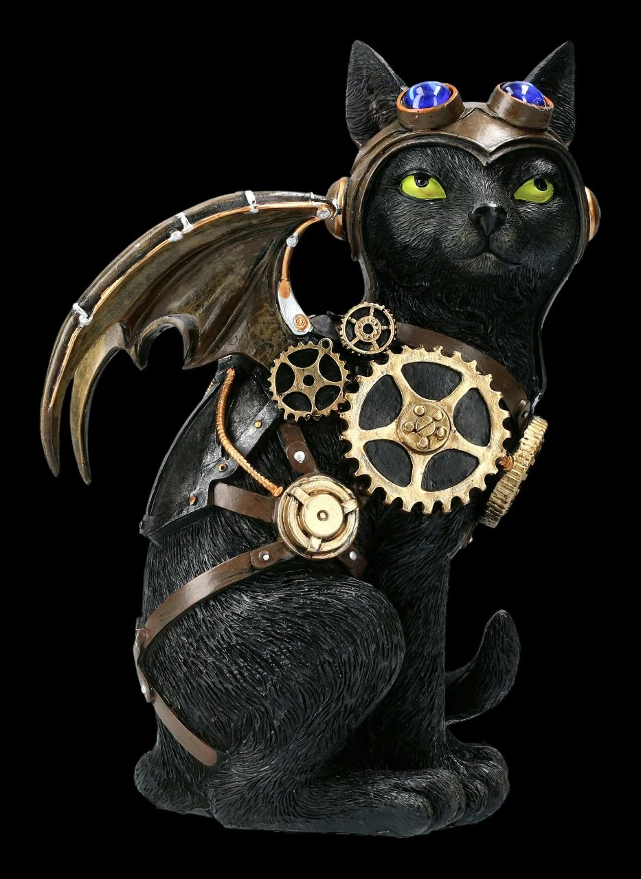 Katzen Figur - Steampunk Feline Flight 3 Katzen Figur - Steampunk Feline Flight