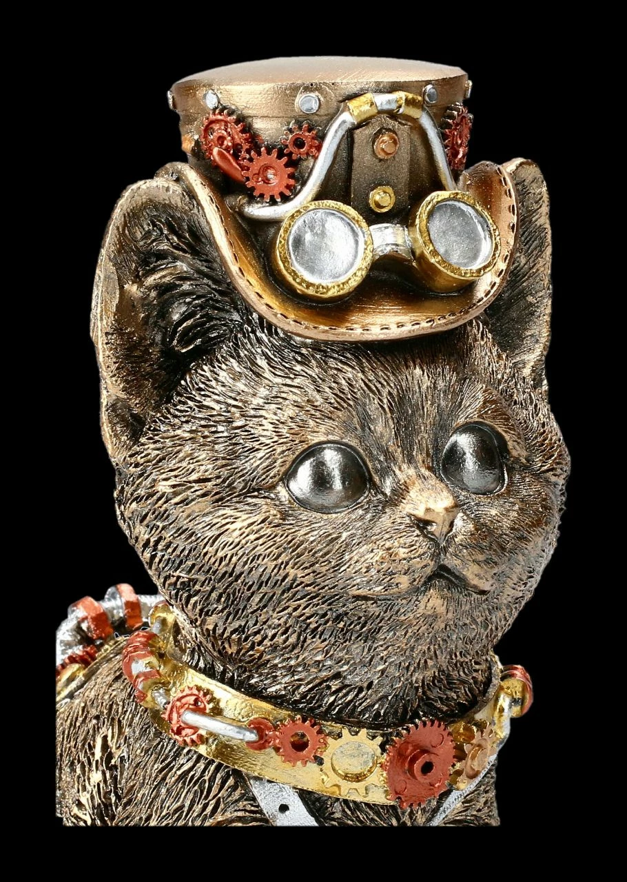 Katzen Figur - Steampunk Kitty Mit Zylinder 9 Katzen Figur - Steampunk Kitty Mit Zylinder – Bild 7