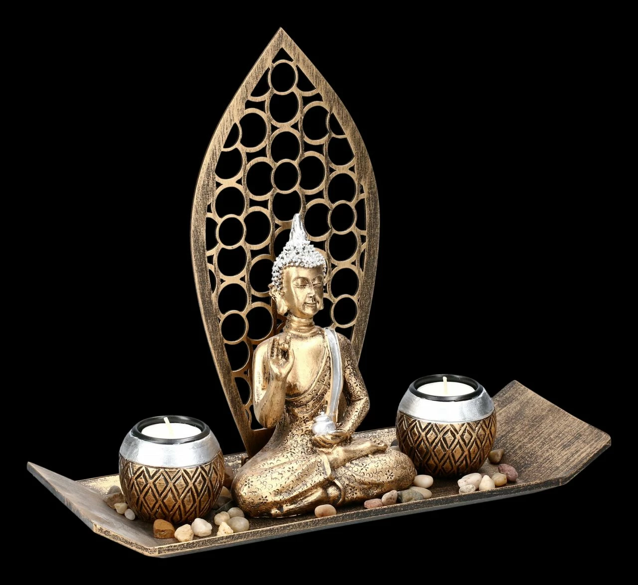 Buddha Figur - Meditations Set Mit Teelichthaltern 5 Buddha Figur - Meditations Set Mit Teelichthaltern – Bild 3