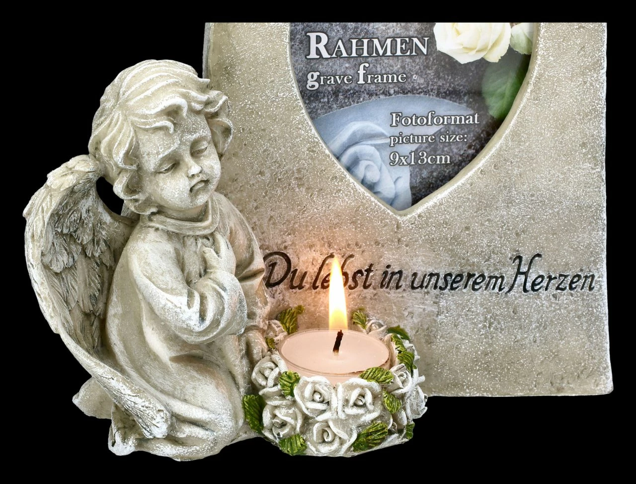 Grabengel Figur Mit Bilderrahmen Und Teelicht 10 Grabengel Figur Mit Bilderrahmen Und Teelicht – Bild 8
