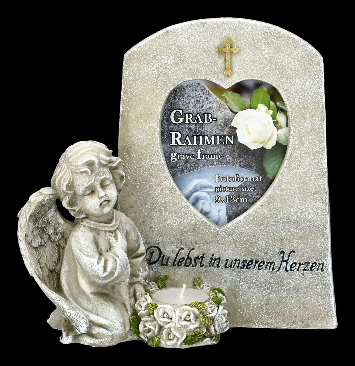 Grabengel Figur Mit Bilderrahmen Und Teelicht 3 Grabengel Figur Mit Bilderrahmen Und Teelicht