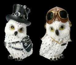 Schneeeulen Figuren Set - Fliegerhaube & Zylinder