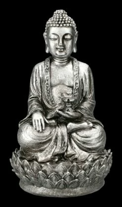 Buddha Figur Silberfarben Auf Lotus