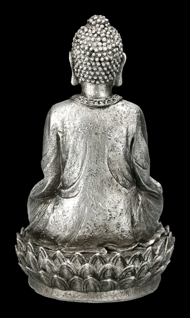 Buddha Figur Silberfarben Auf Lotus 7 Buddha Figur Silberfarben Auf Lotus – Bild 5