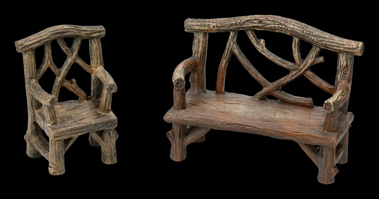 Elfen Gartendeko - Bank Und Stuhl 3 Elfen Gartendeko - Bank Und Stuhl