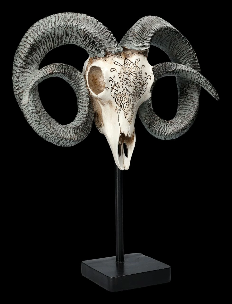 Widder Totenkopf - Verziert Mit Ständer 4 Widder Totenkopf - Verziert Mit Ständer – Bild 2