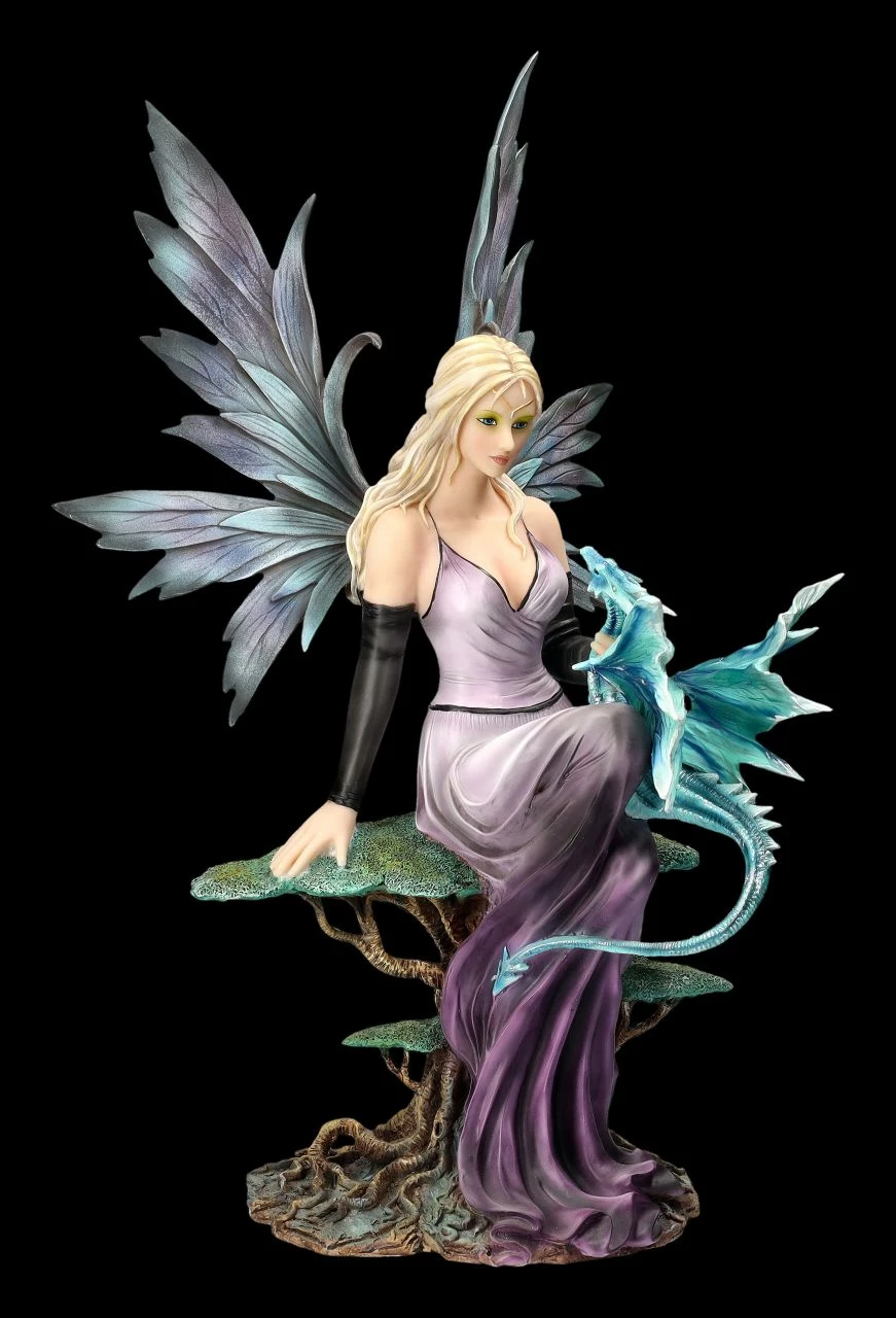 Elfenfigur Lila Auf Weltenbaum Mit Drache 3 Elfenfigur Lila Auf Weltenbaum Mit Drache