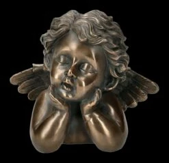 Engel Figur - Putte Träumend Bronziert
