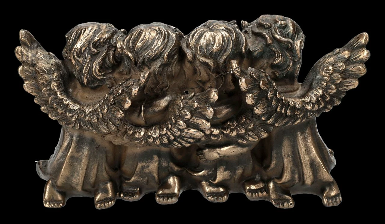 Engel Figur - Vier Putten Lesen Buch Bronziert 6 Engel Figur - Vier Putten Lesen Buch Bronziert – Bild 4