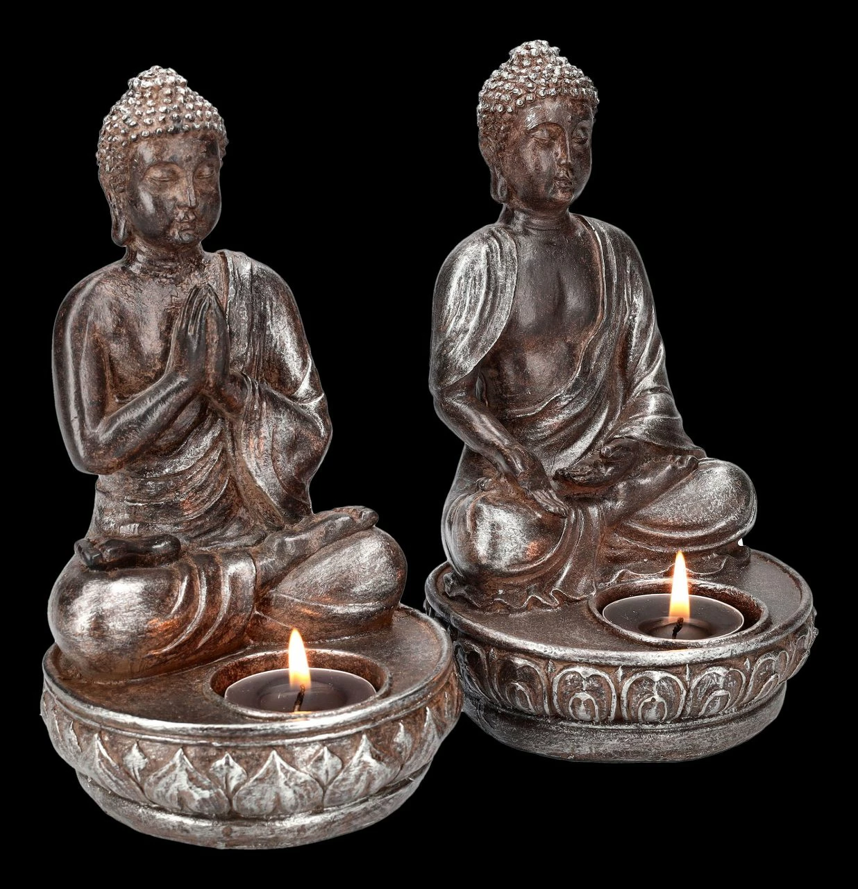 Buddha Teelichthalter 2er Set - Meditation 4 Buddha Teelichthalter 2er Set - Meditation – Bild 2