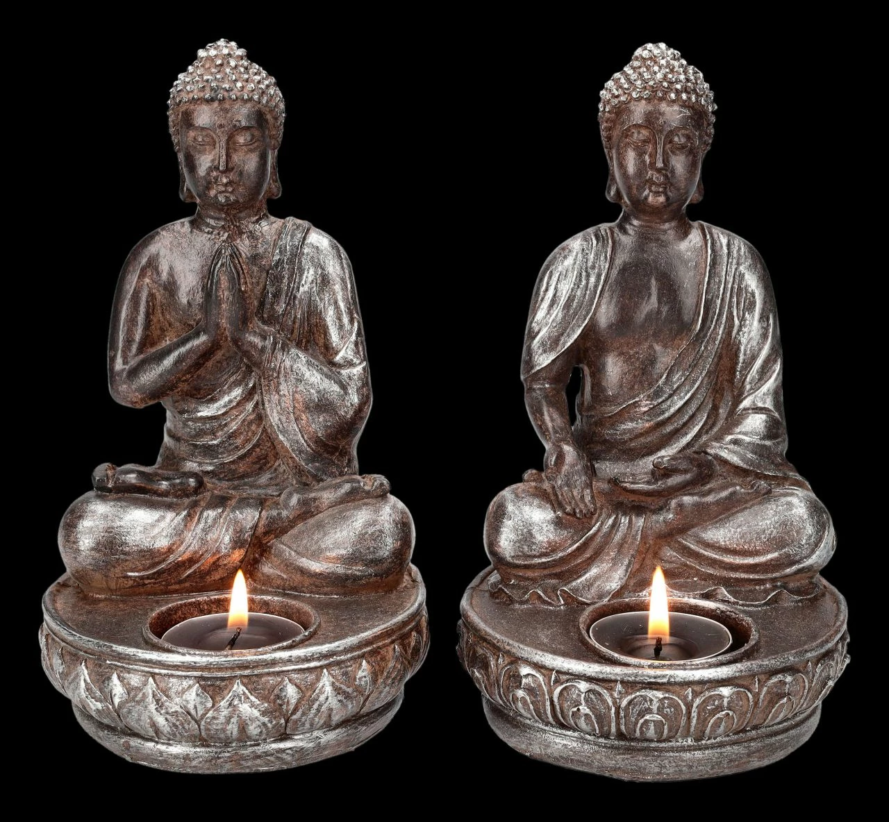 Buddha Teelichthalter 2er Set - Meditation 3 Buddha Teelichthalter 2er Set - Meditation