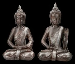 Buddha Figuren 2er Set - Meditation Braun
