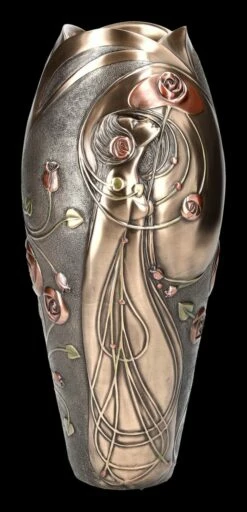 Jugendstil Vase - Frau Mit Rosen