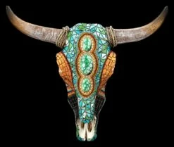 Wanddeko - Totenkopf Kuh Mit Western Mosaik