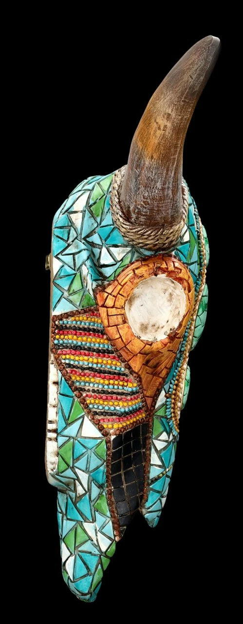 Wanddeko - Totenkopf Kuh Mit Western Mosaik 8 Wanddeko - Totenkopf Kuh Mit Western Mosaik – Bild 6