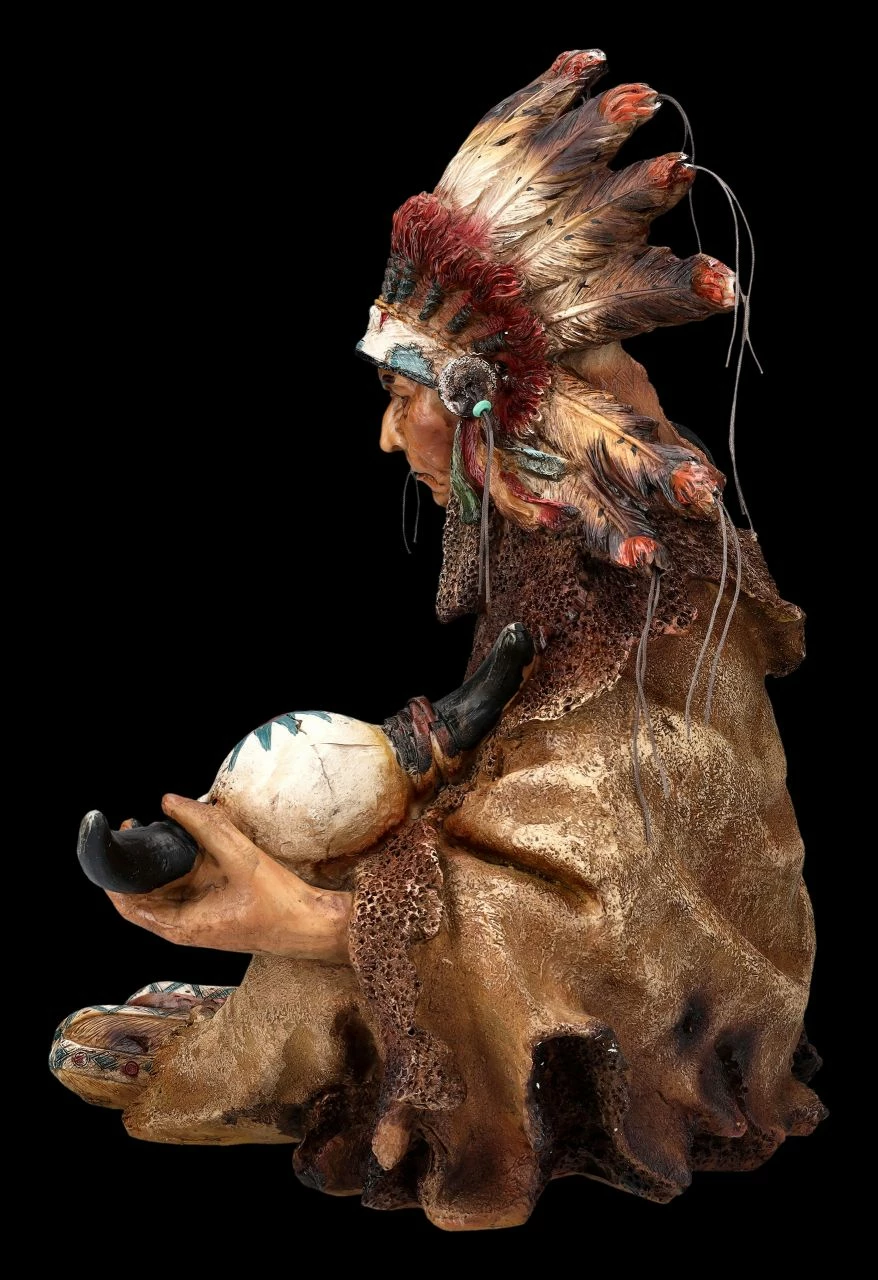 Indianer Figur - Häuptling Mit Friedenspfeife Groß 6 Indianer Figur - Häuptling Mit Friedenspfeife Groß – Bild 4