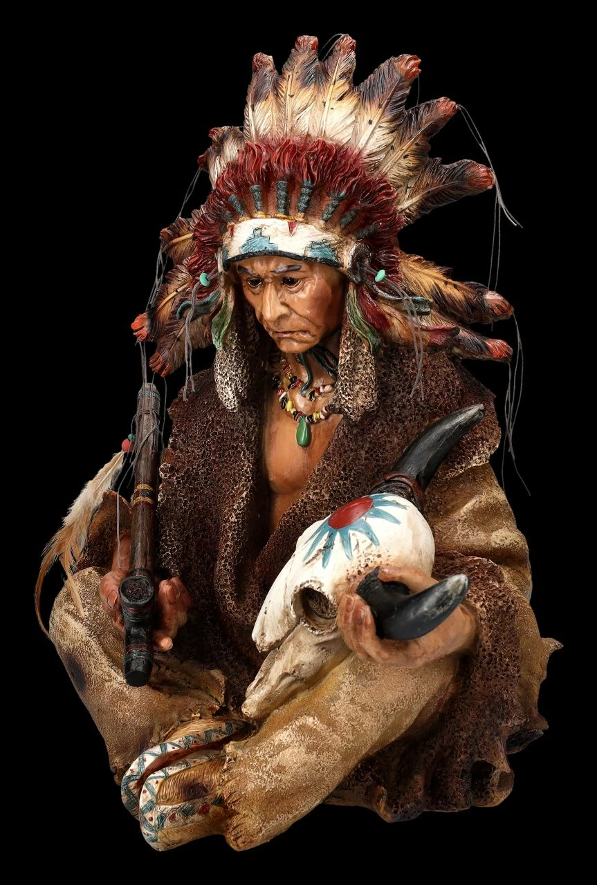 Indianer Figur - Häuptling Mit Friedenspfeife Groß 5 Indianer Figur - Häuptling Mit Friedenspfeife Groß – Bild 3