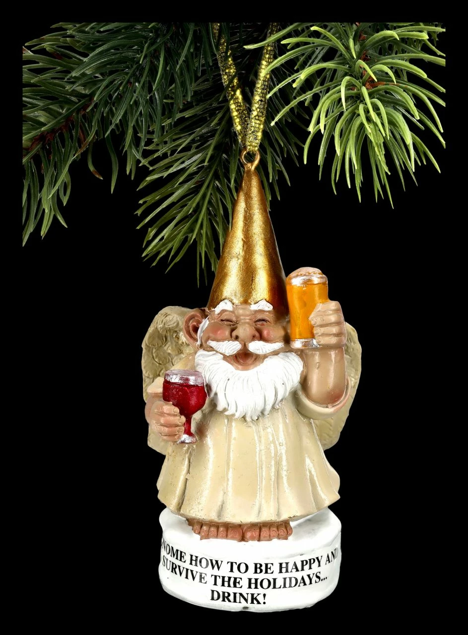 Christbaumschmuck - Gartenzwerg Engel Mit Bier 3 Christbaumschmuck - Gartenzwerg Engel Mit Bier