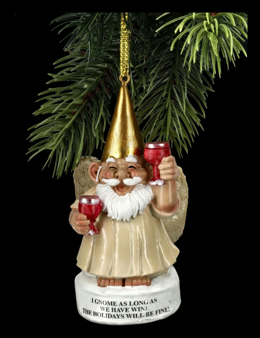 Christbaumschmuck - Gartenzwerg Engel Mit Wein 3 Christbaumschmuck - Gartenzwerg Engel Mit Wein