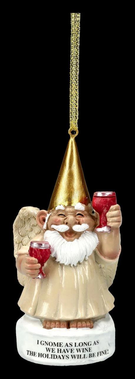 Christbaumschmuck - Gartenzwerg Engel Mit Wein 4 Christbaumschmuck - Gartenzwerg Engel Mit Wein – Bild 2