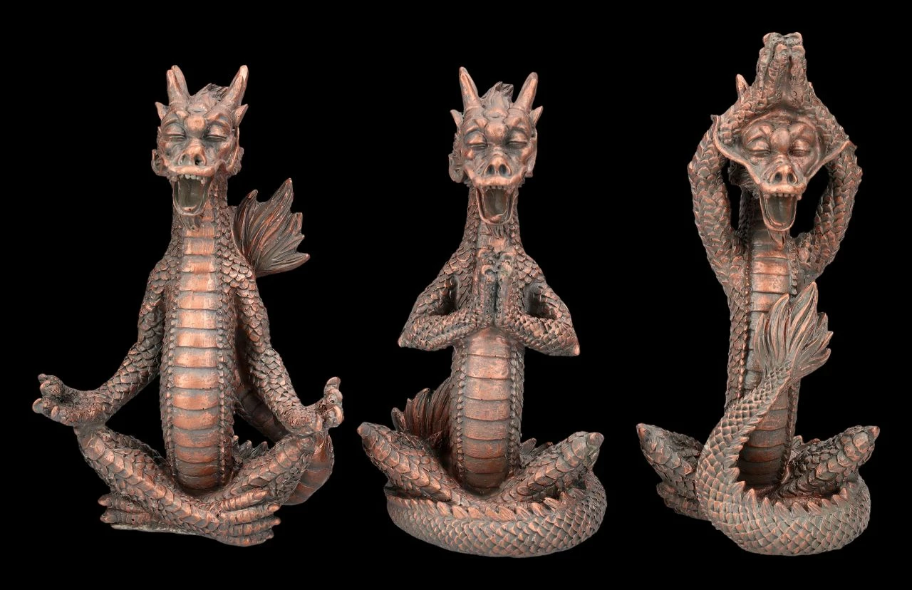 Chinesische Drachen Figuren - Meditation 3er Set 3 Chinesische Drachen Figuren - Meditation 3er Set