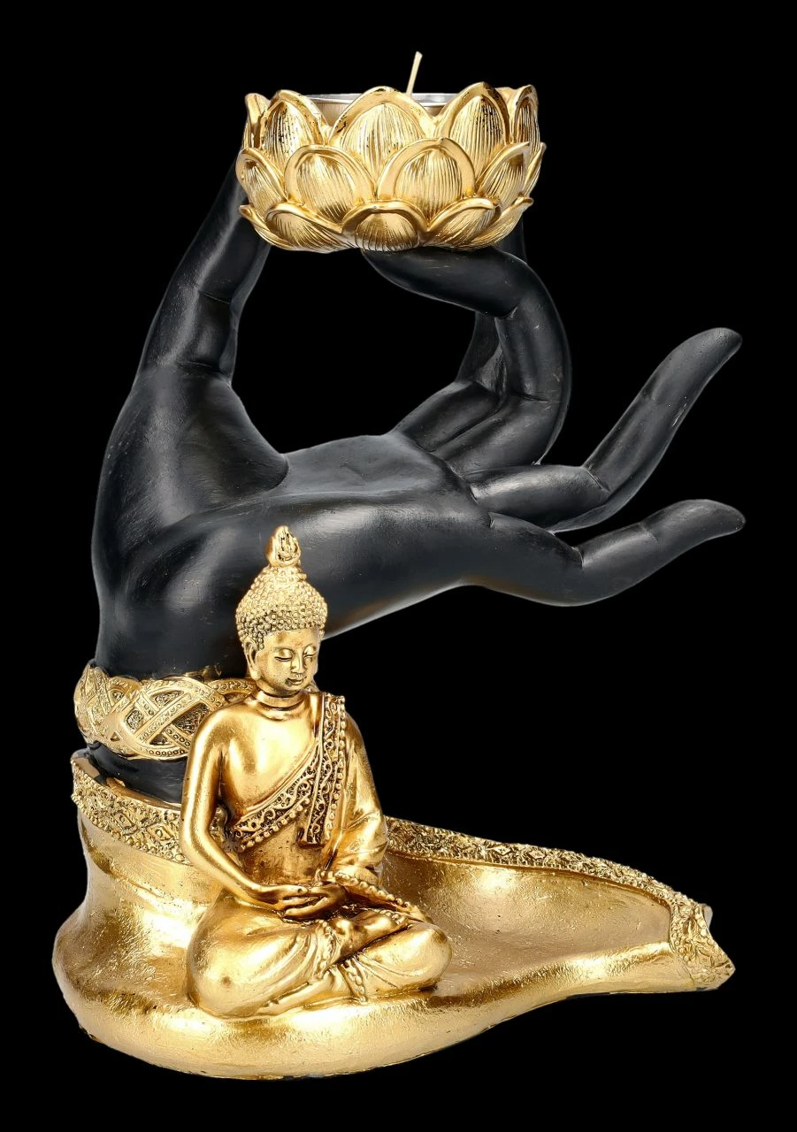 Teelichthalter - Buddha Figur Mit Hand 3 Teelichthalter - Buddha Figur Mit Hand