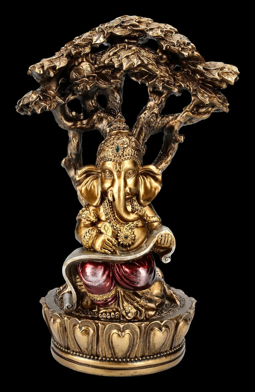 Ganesha Figur Mit Schriftrolle Unterm Baum 3 Ganesha Figur Mit Schriftrolle Unterm Baum
