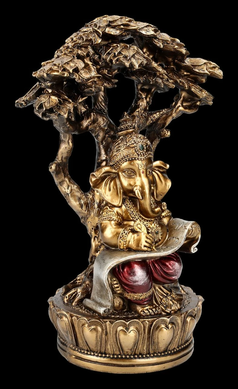 Ganesha Figur Mit Schriftrolle Unterm Baum 4 Ganesha Figur Mit Schriftrolle Unterm Baum – Bild 2