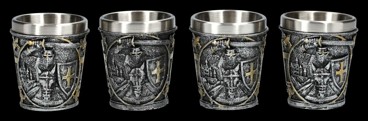 Schnapsbecher - Kreuzritter Reitend 4er Set 3 Schnapsbecher - Kreuzritter Reitend 4er Set