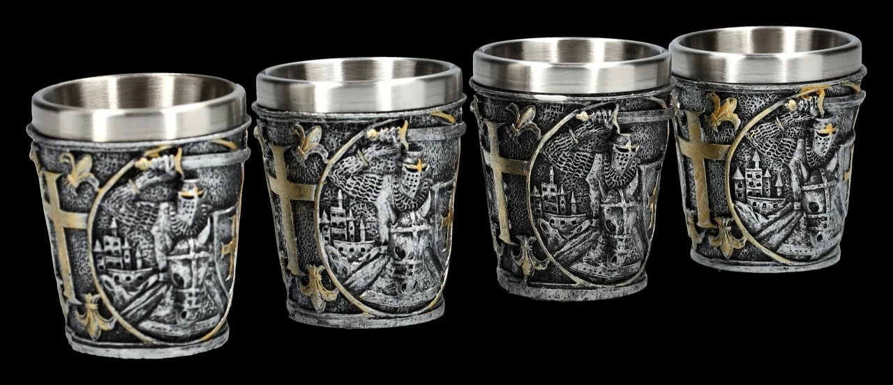 Schnapsbecher - Kreuzritter Reitend 4er Set 5 Schnapsbecher - Kreuzritter Reitend 4er Set – Bild 3