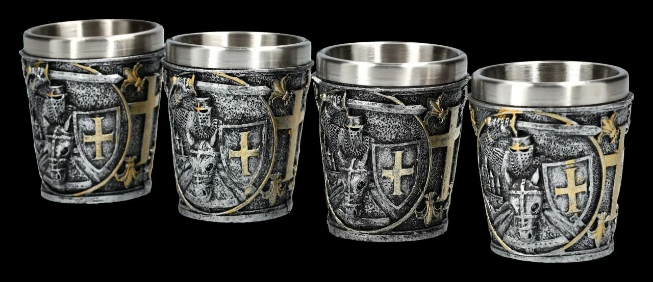 Schnapsbecher - Kreuzritter Reitend 4er Set 6 Schnapsbecher - Kreuzritter Reitend 4er Set – Bild 4