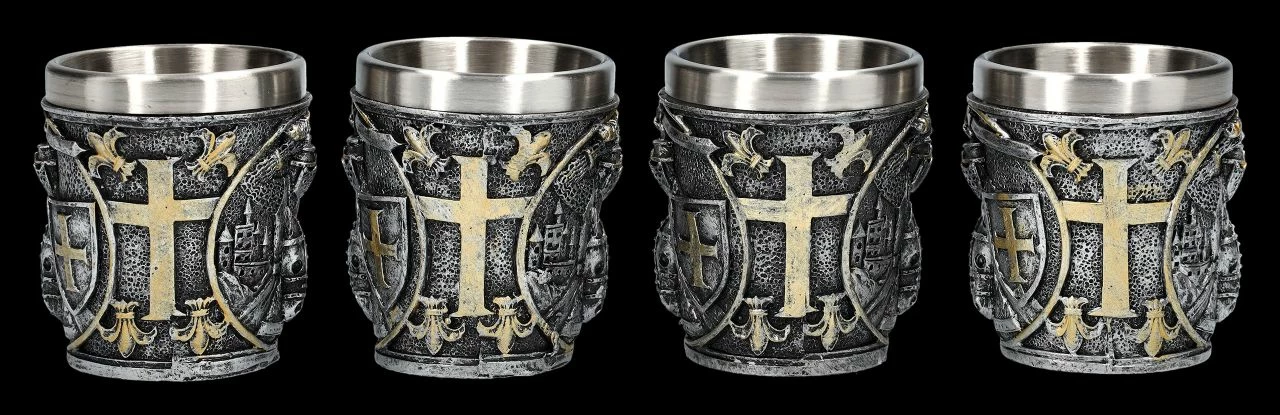 Schnapsbecher - Kreuzritter Reitend 4er Set 4 Schnapsbecher - Kreuzritter Reitend 4er Set – Bild 2
