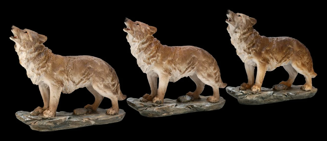Wolf Figuren - Stehend Heulend 3er Set 5 Wolf Figuren - Stehend Heulend 3er Set – Bild 3