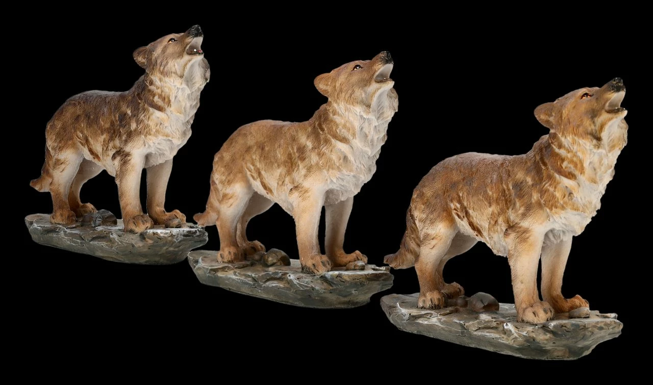 Wolf Figuren - Stehend Heulend 3er Set 4 Wolf Figuren - Stehend Heulend 3er Set – Bild 2