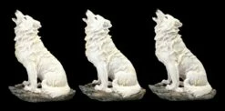 Wolf Figuren - Sitzend Heulend Weiß 3er Set