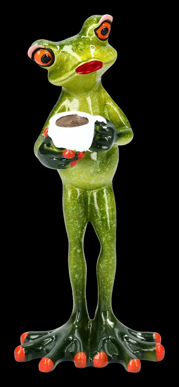 Lustige Frosch Figur - Kaffeepause 3 Lustige Frosch Figur - Kaffeepause